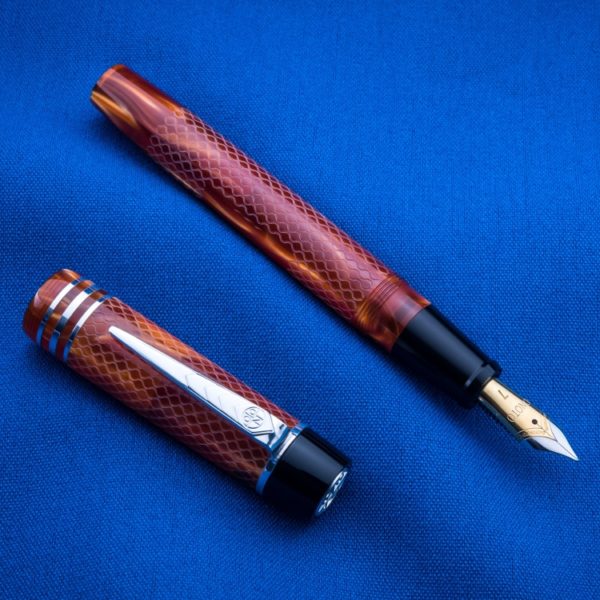 Onoto Magna Classic Amber Pearl & Silver Fittings with Chasing fountain pen-0