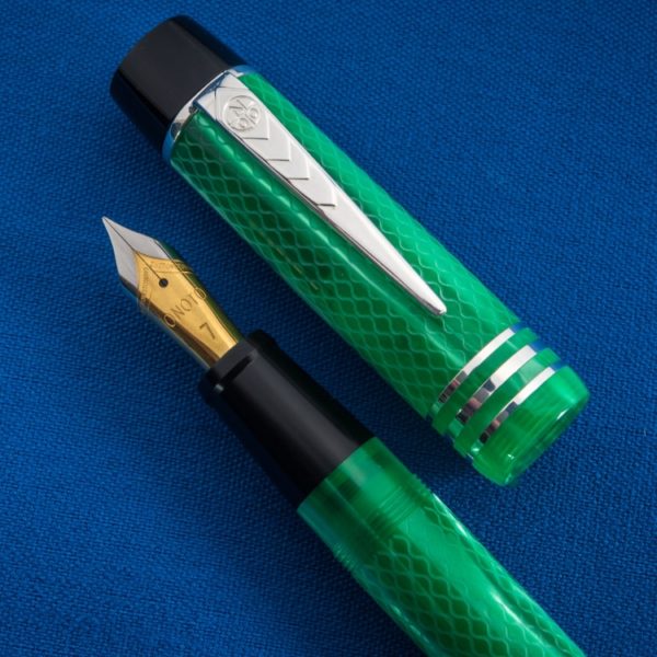 Onoto Magna Classic Green Pearl & Silver Fittings with Chasing fountain pen-9861