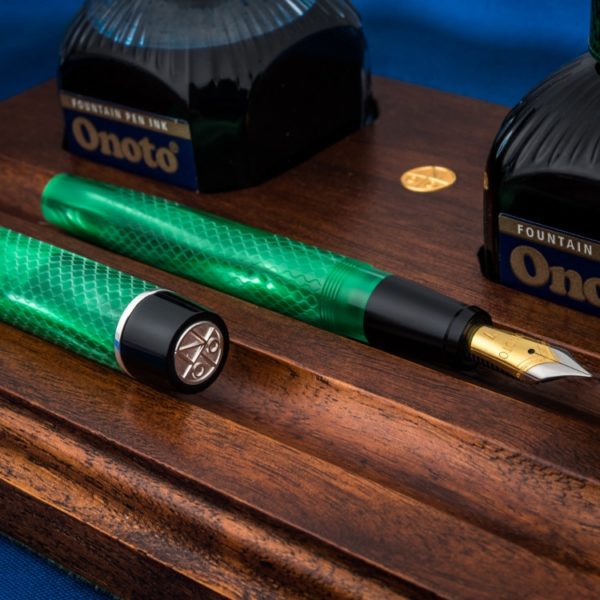 Onoto Magna Classic Green Pearl & Silver Fittings with Chasing fountain pen-9860