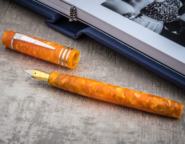 Onoto Magna Classic Orange Pearl & Silver Fittings fountain pen-9876