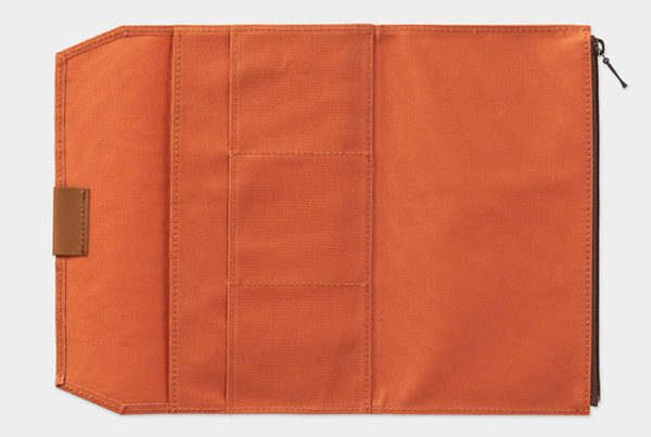 Traveler's Cotton Zipper Case Orange Open